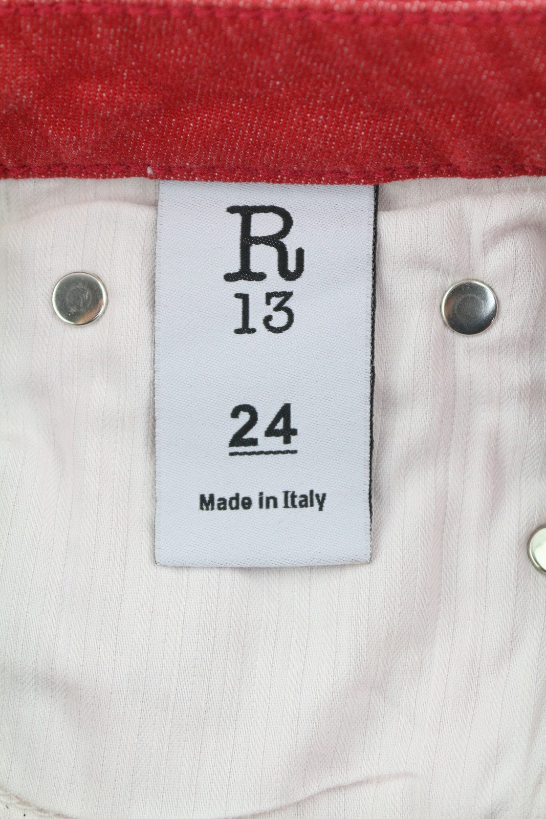 R13 Kate Skinny Women Jeans 24 Red Distressed Ripped Ankle Denim