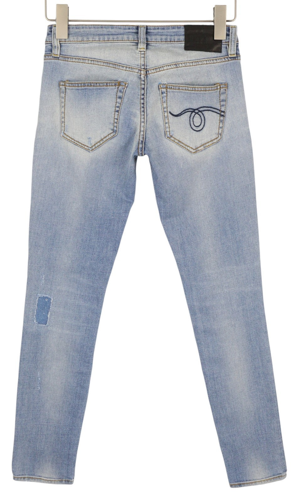 R13 Alison Crop Women Jeans 24 Light Faded Destroyed Skinny Denim
