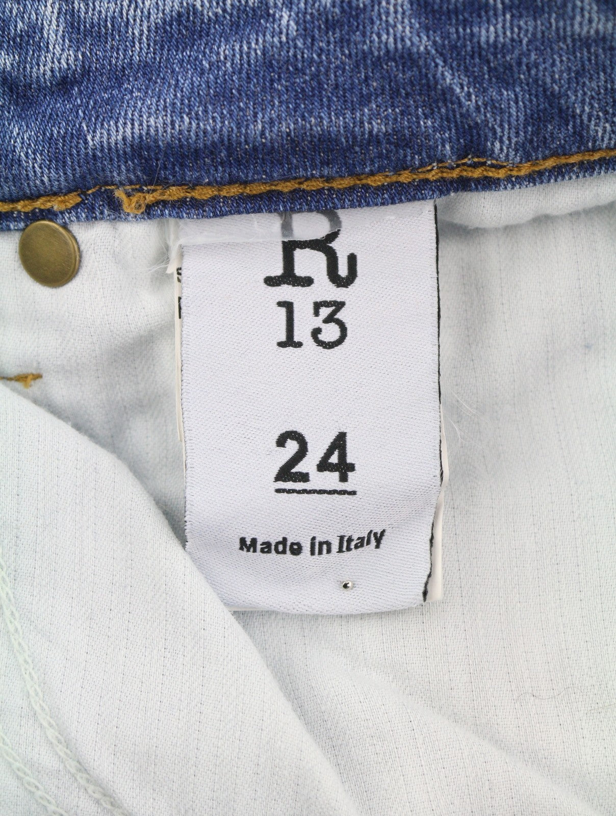 R13 Alison Crop Women Jeans 24 Light Faded Destroyed Skinny Denim