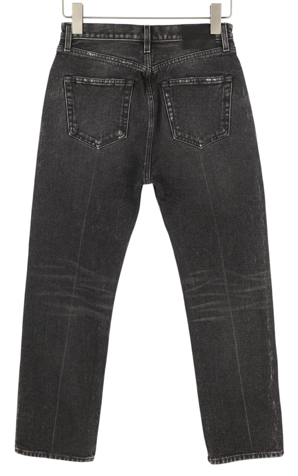 R13 Courtney Slim Women Jeans 27 Everit Black Distressed Crop Zip Denim