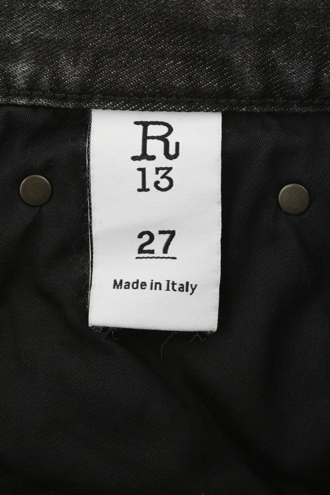 R13 Courtney Slim Women Jeans 27 Everit Black Distressed Crop Zip Denim