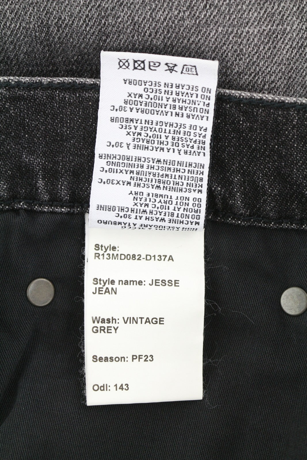 R13 Jesse Women Jeans 38 Vintage Grey Drop Crotch Baggy Dark Denim