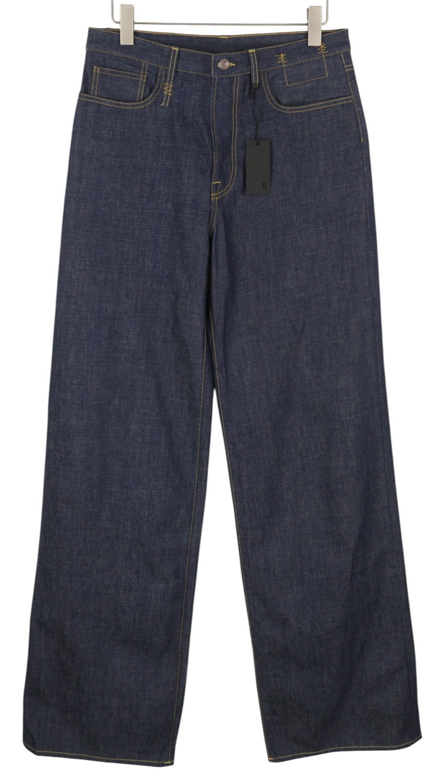 R13 Lisa Baggy Women Jeans 27 Bain Blue Straight Zip Fly Long Denim