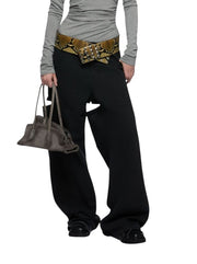 THE ATTICO Women Jeans 27 Black Loose Baggy Cut Out Detail FW25 RRP590