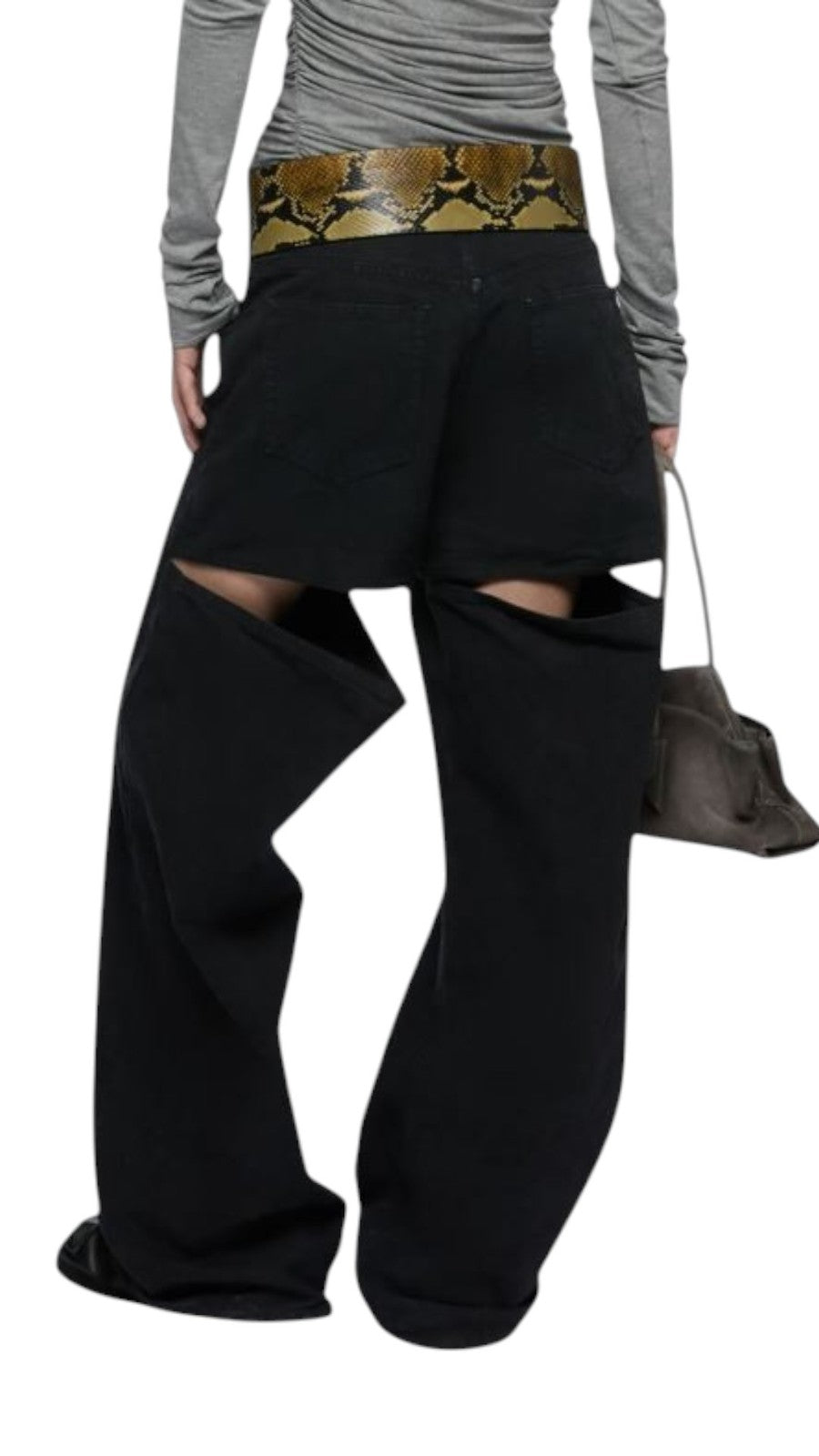 THE ATTICO Women Jeans 27 Black Loose Baggy Cut Out Detail FW25 RRP590