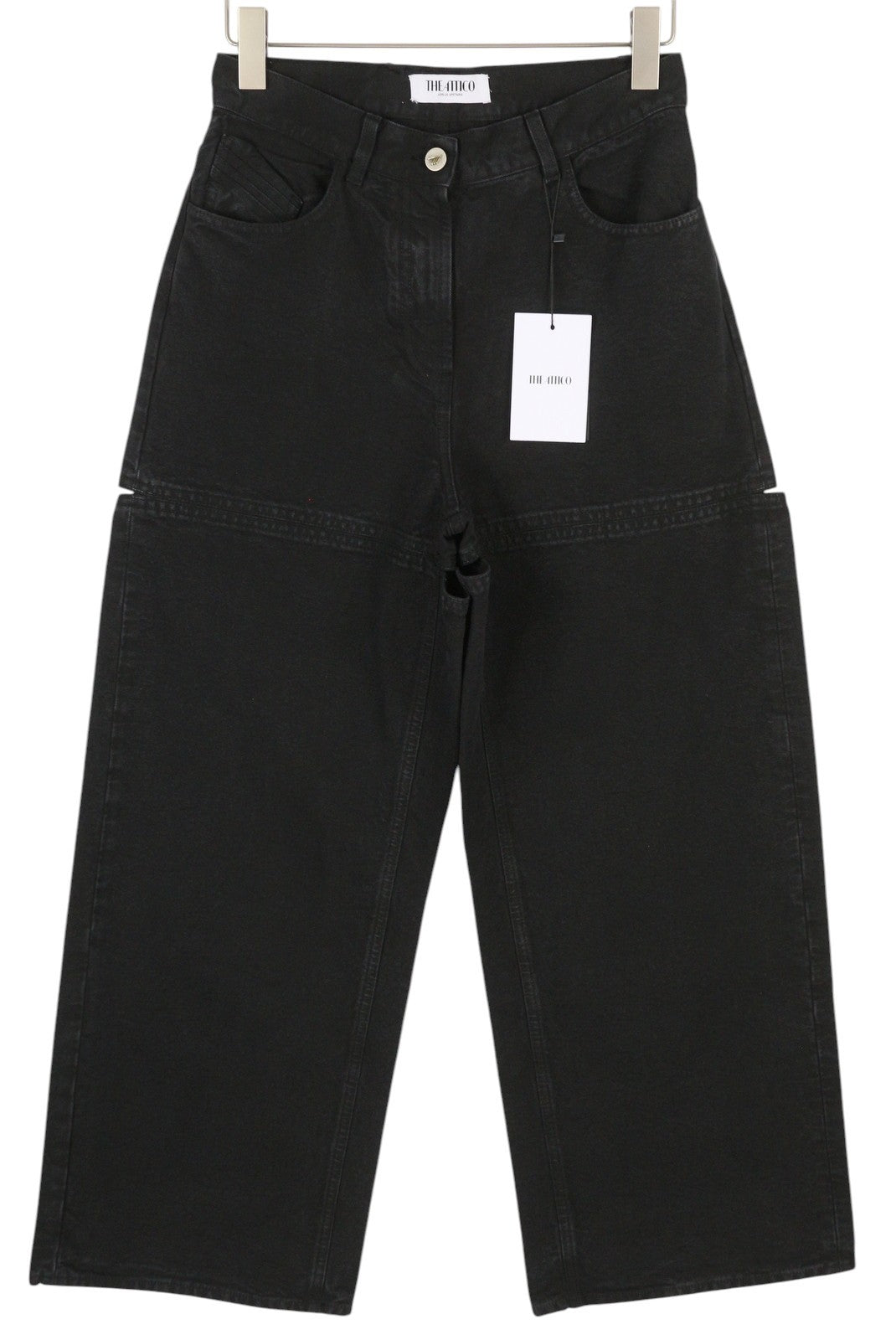 THE ATTICO Women Jeans 25 Black Relaxed Baggy Cut Out Detail FW25 RRP590
