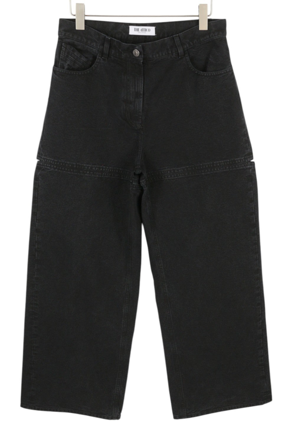 THE ATTICO Women Jeans 29 Black Wide Baggy Cut Out Design FW25 RRP590