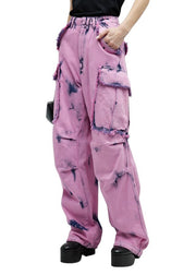 DARKPARK Vivi Cargo Women Jeans 26 PB Pink Blue Wide Leg Denim