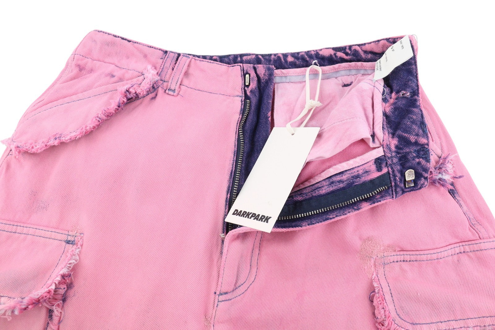 DARKPARK Vivi Cargo Women Jeans 27 PB Pink Blue Relaxed Wide Denim