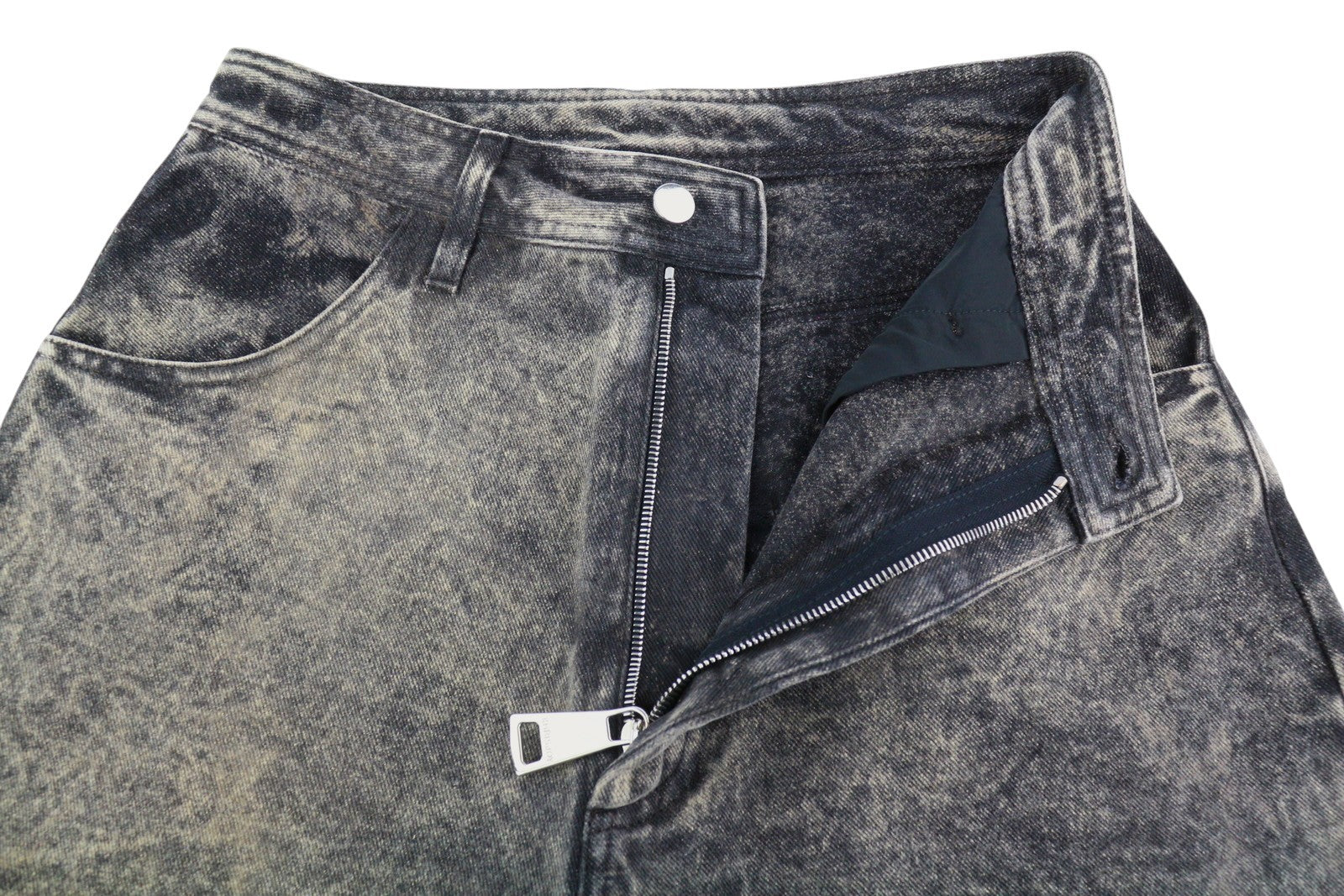 KHRISJOY Women Jeans W27 Grey Washed Faded High Waist Straight Denim