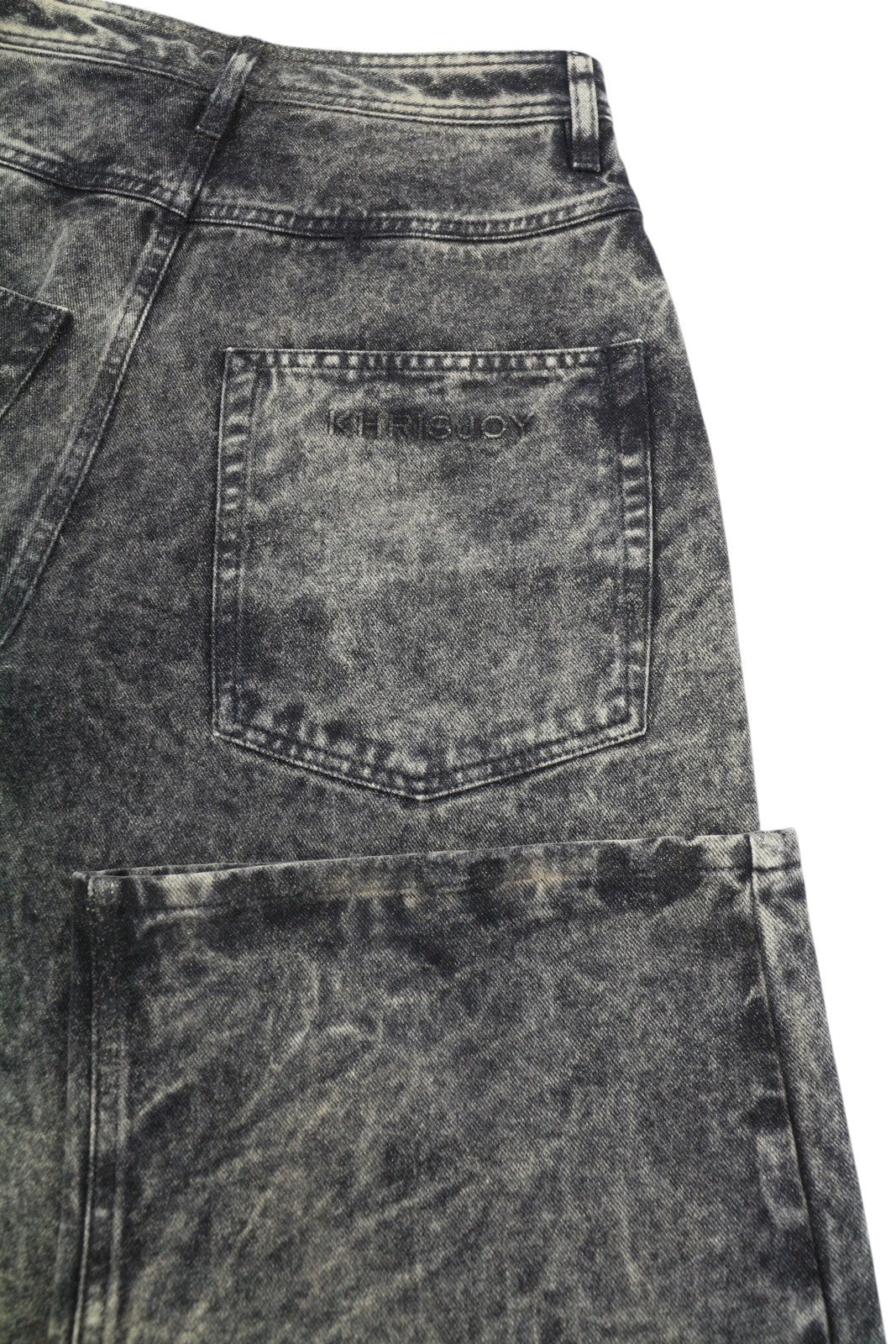 KHRISJOY Women Jeans W27 Grey Washed Faded High Waist Straight Denim