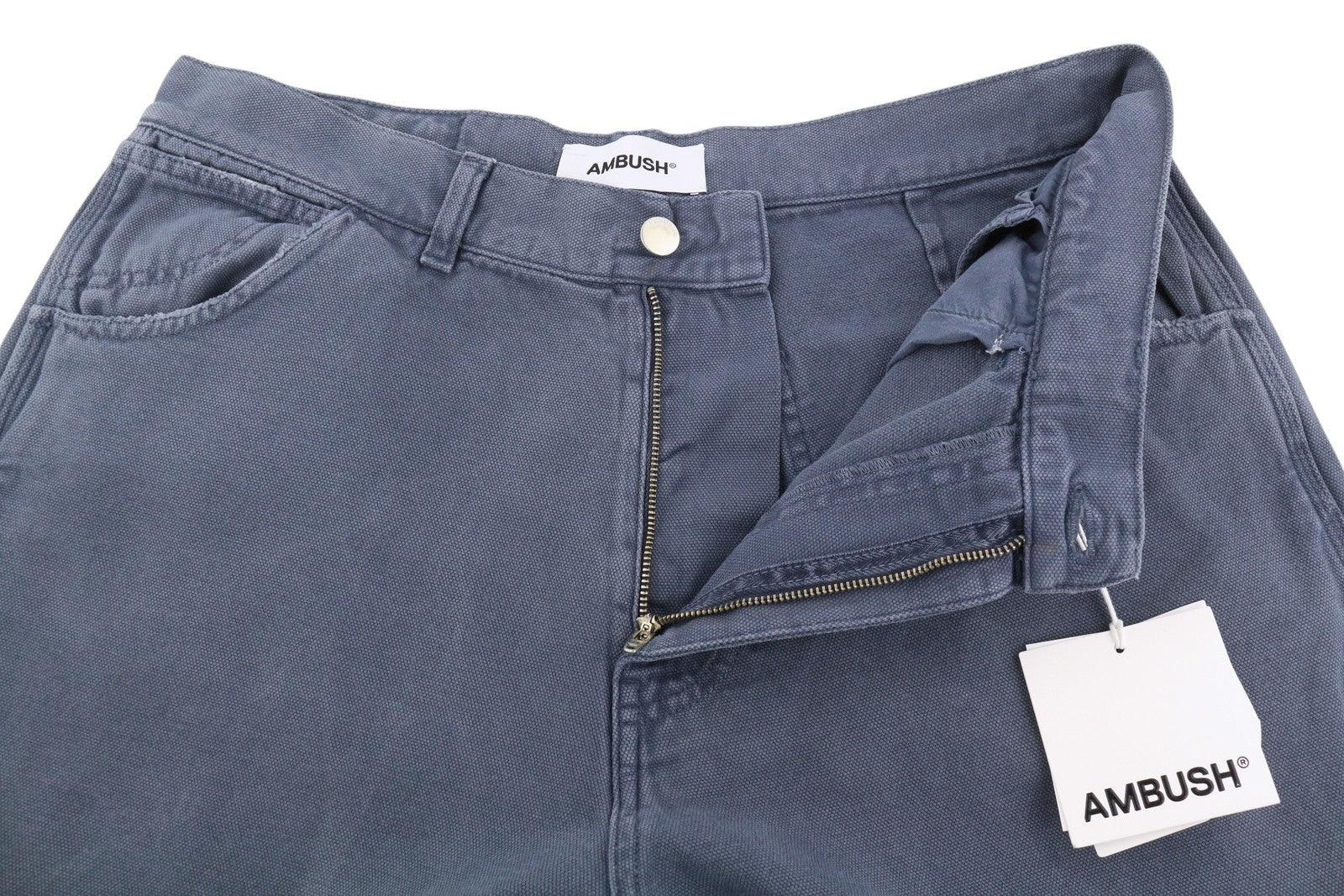 AMBUSH Worker Men Trousers M Navy Loose Patch Pocket Zip RRP415