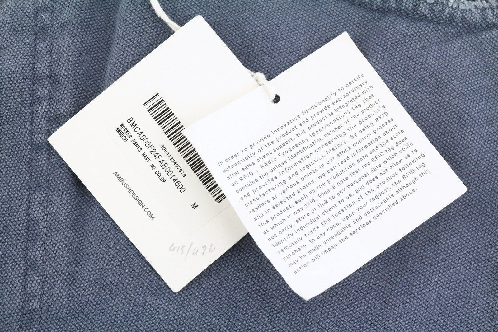 AMBUSH Worker Men Trousers M Navy Loose Patch Pocket Zip RRP415