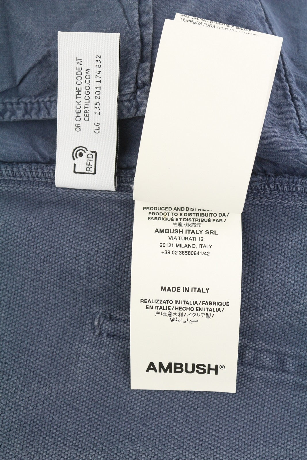 AMBUSH Worker Men Trousers XL Navy Relaxed Patch Pocket Zip RRP415