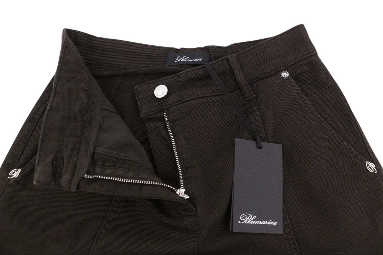 BLUMARINE J. Cargo Women Trousers 38 Black Patch Pockets Zip Belt RRP427