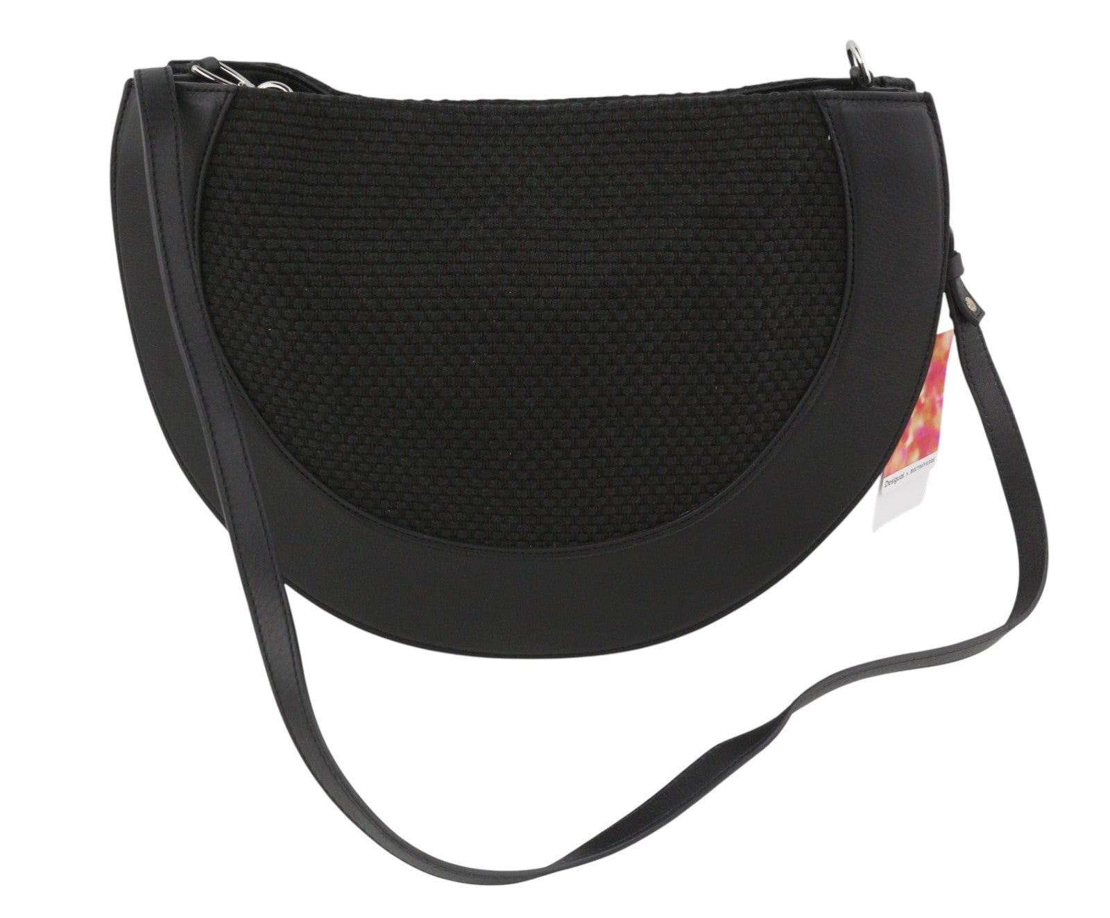 DESIGUAL Bols Sun Women Bag OS Black Leather Linen Blend Half Moon Type