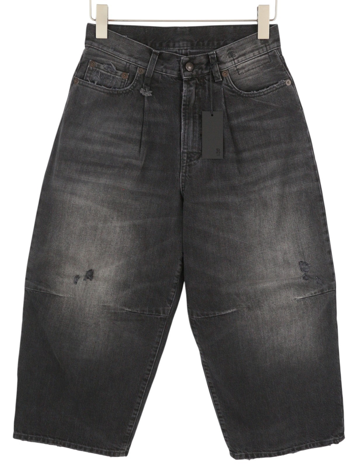 R13 Crop Wide Leg Women Jeans 25 Wilson Black Faded PF25 RRP695