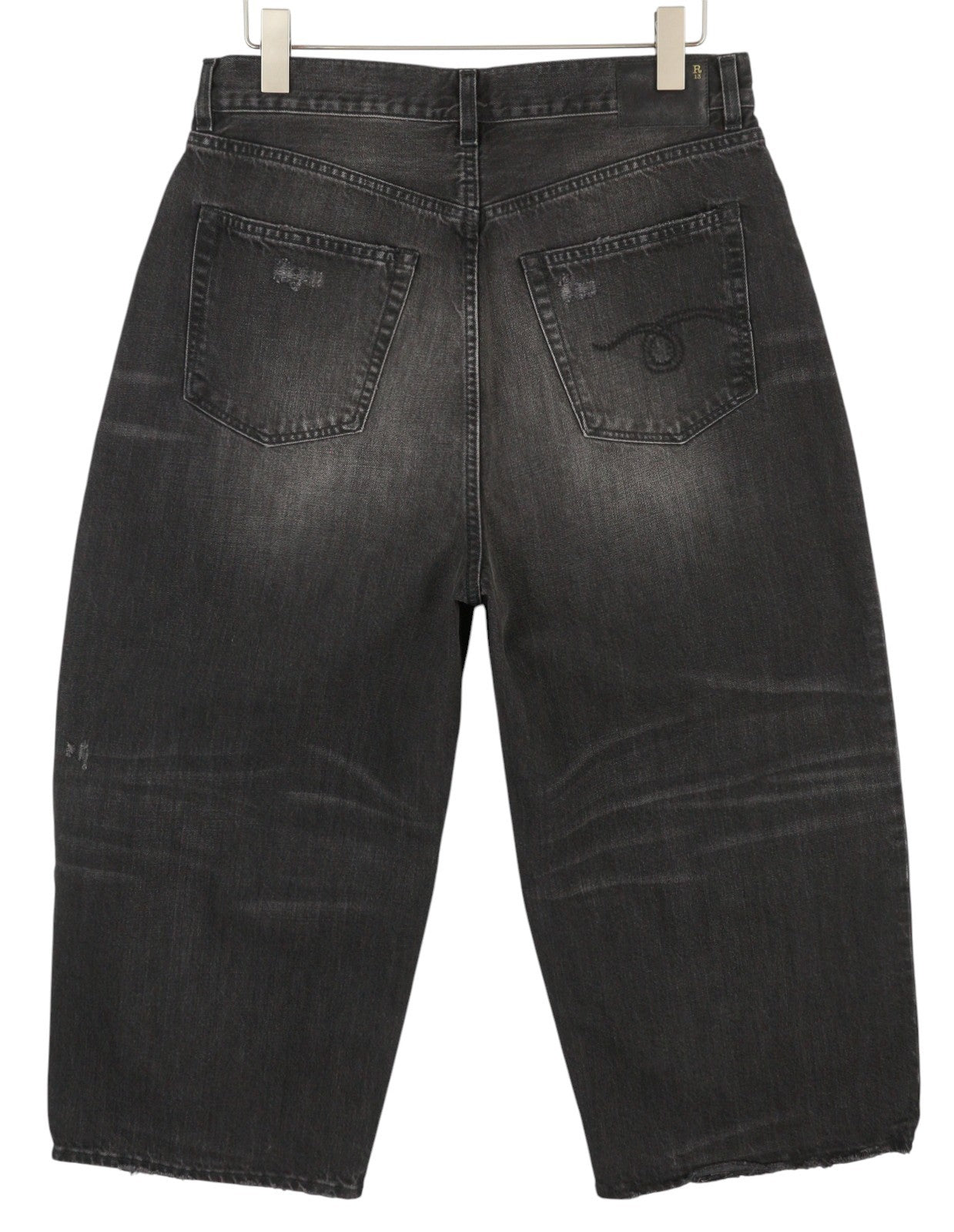 R13 Crop Wide Leg Women Jeans 30 Wilson Black Faded PS25 RRP695