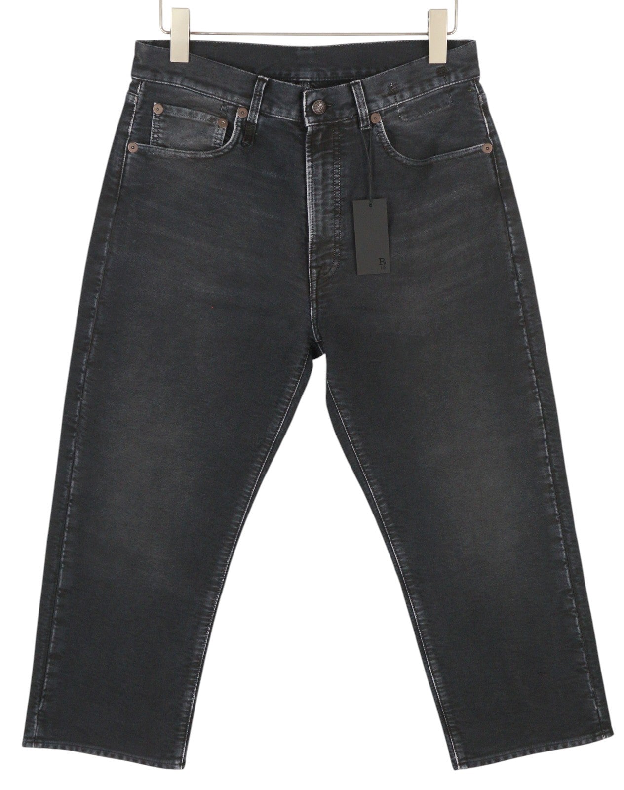R13 X-BF Women Jeans 27 Black Moleskin Cropped Zip Fly FW25