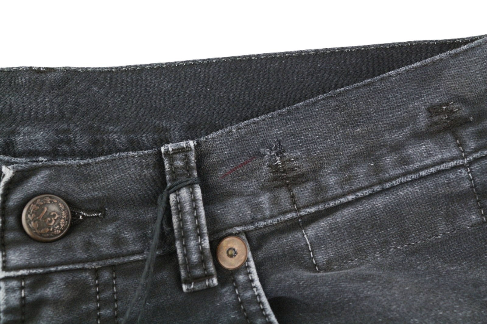R13 X-BF Women Jeans 25 Black Moleskin Cropped Zip Fly FW25