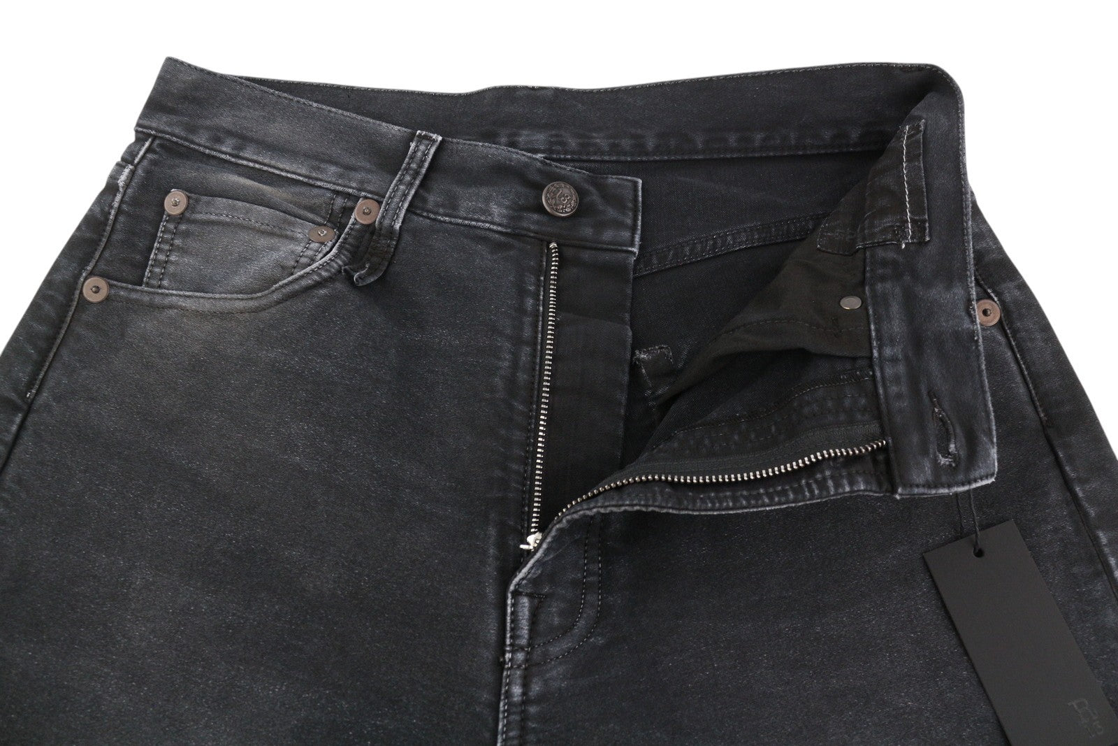 R13 X-BF Women Jeans 25 Black Moleskin Cropped Zip Fly FW25