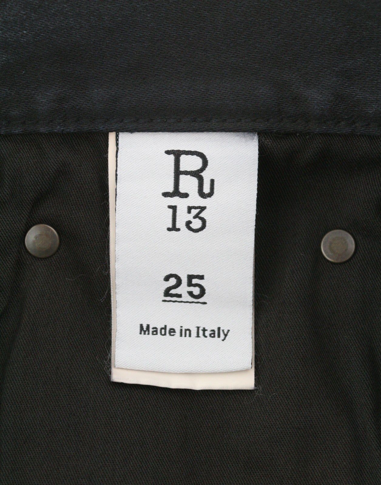 R13 X-BF Women Jeans 25 Black Moleskin Cropped Zip Fly FW25