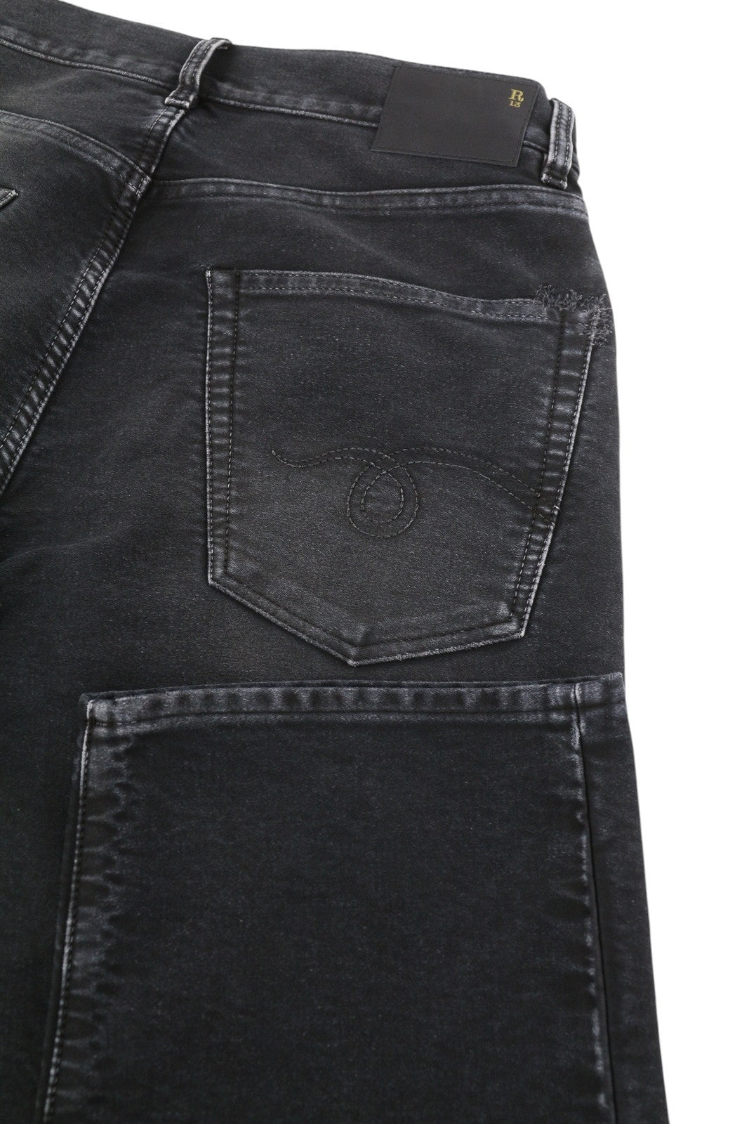 R13 X-BF Women Jeans 26 Black Moleskin Cropped Zip Fly FW25