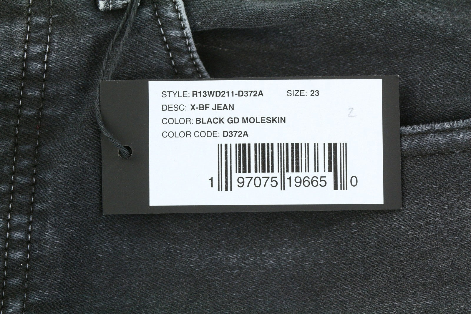 R13 X-BF Women Jeans 23 Black Moleskin Cropped Zip FW25