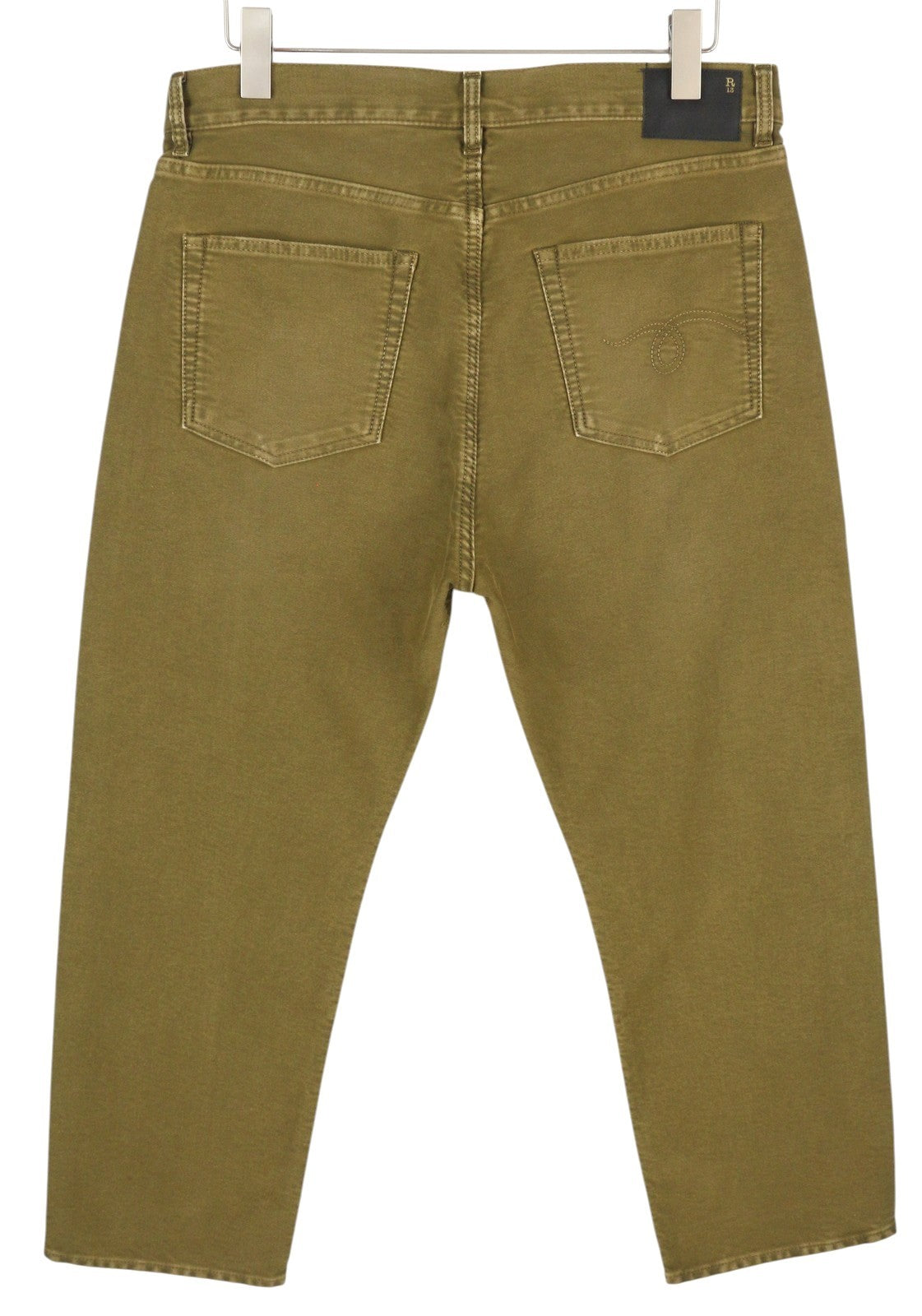 R13 Boyfriend Women Jeans 30 Olive Moleskin Cropped FW25