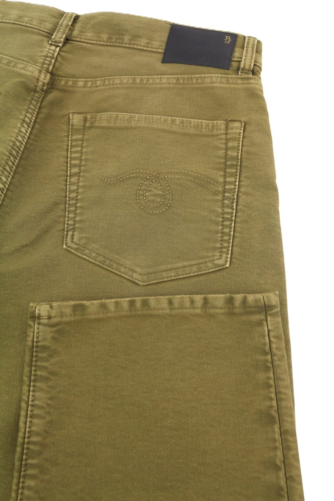 R13 Boyfriend Women Trousers 28 Olive Moleskin Cropped FW25