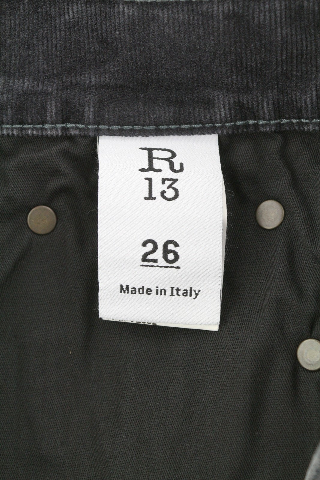 R13 Romeo Women Trousers 26 Obsidian Stretch Cord FW25