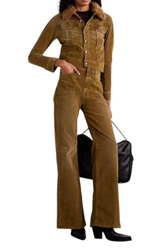 R13 Charlotee Women Trousers 25 Golden Brown Cord FW25 RRP799