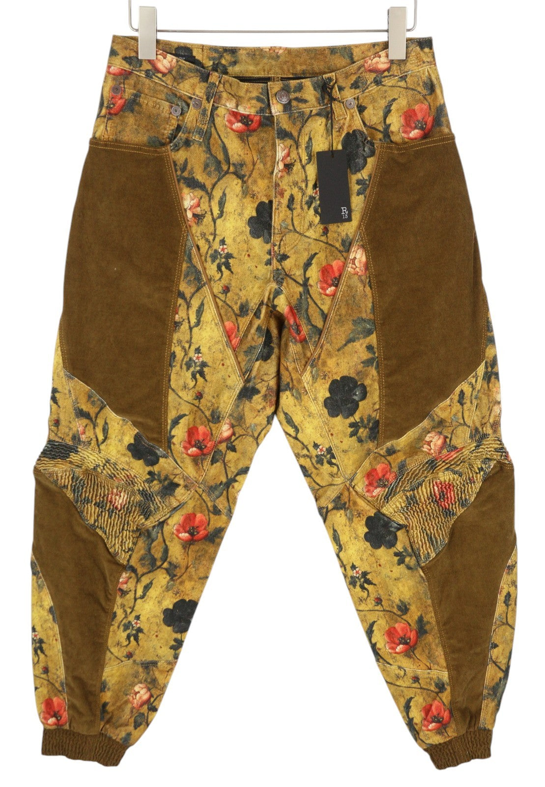 R13 Slouch Motocross Women Trousers 27 Floral Velveteen PF25 RRP1795