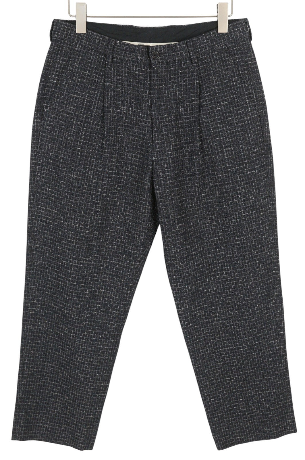 MOSCHINO Women Trousers 48 Black Textured Check Pleated