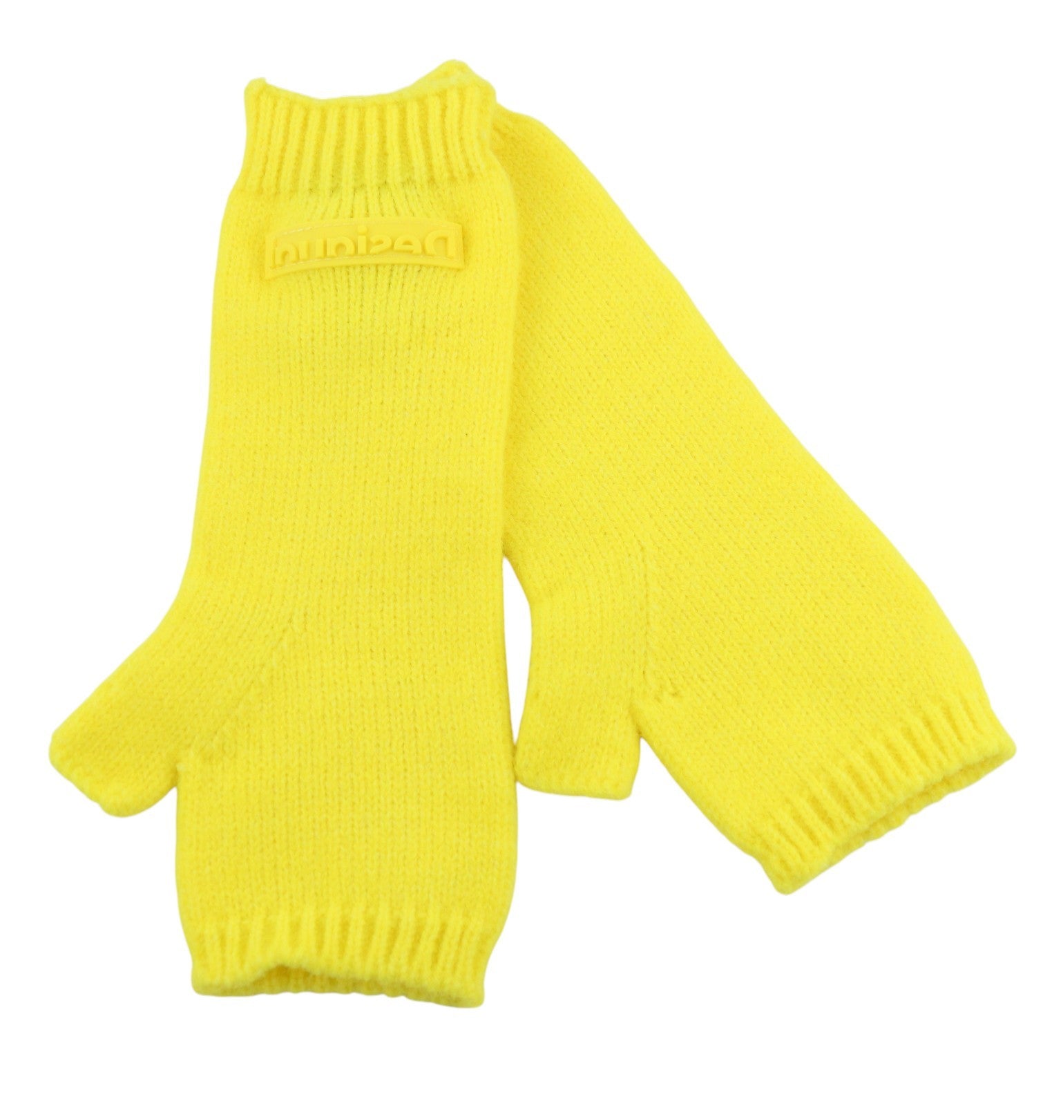 DESIGUAL Pack Gift Box Plain Women Gloves & Hat Set OS Yellow Tight-Knit 2in1