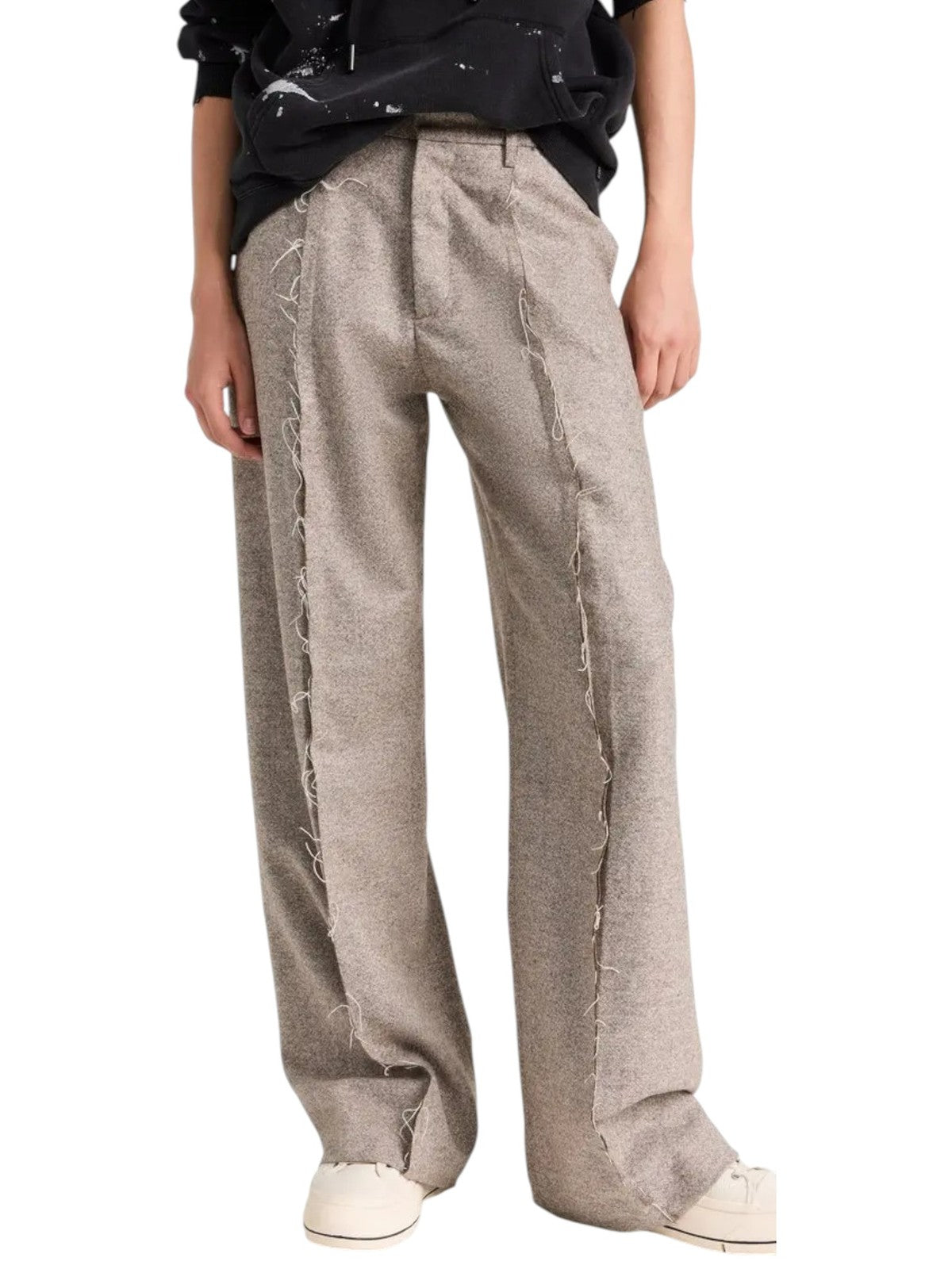 R13 Exposed Seam Women Trousers 27 Beige Wool Flared RRP799