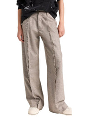 R13 Exposed Seam Women Trousers 27 Beige Wool Flared RRP799