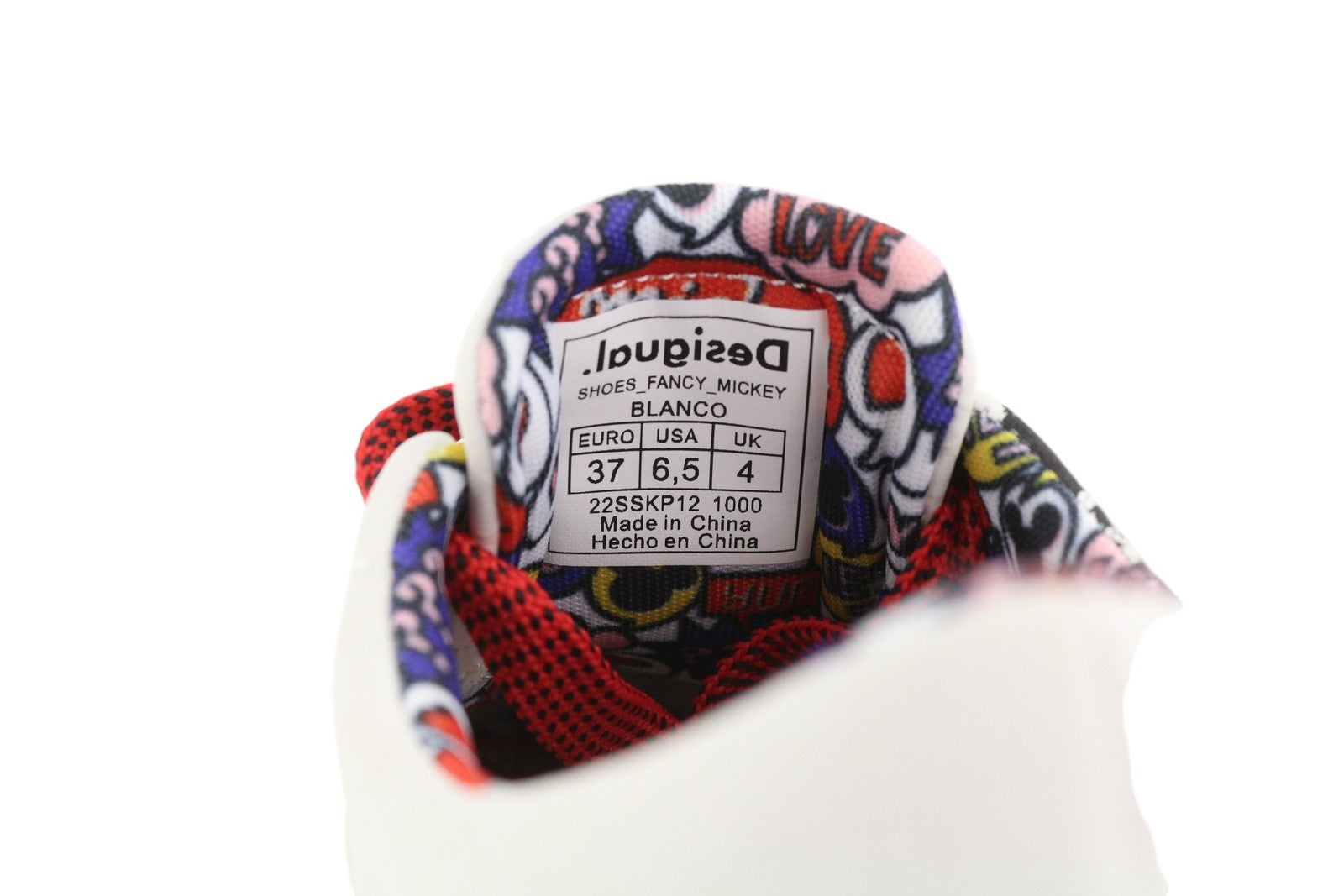 DESIGUAL x Disney Fancy Mickey Women Sneakers EU37 White Leather Laced Low Top