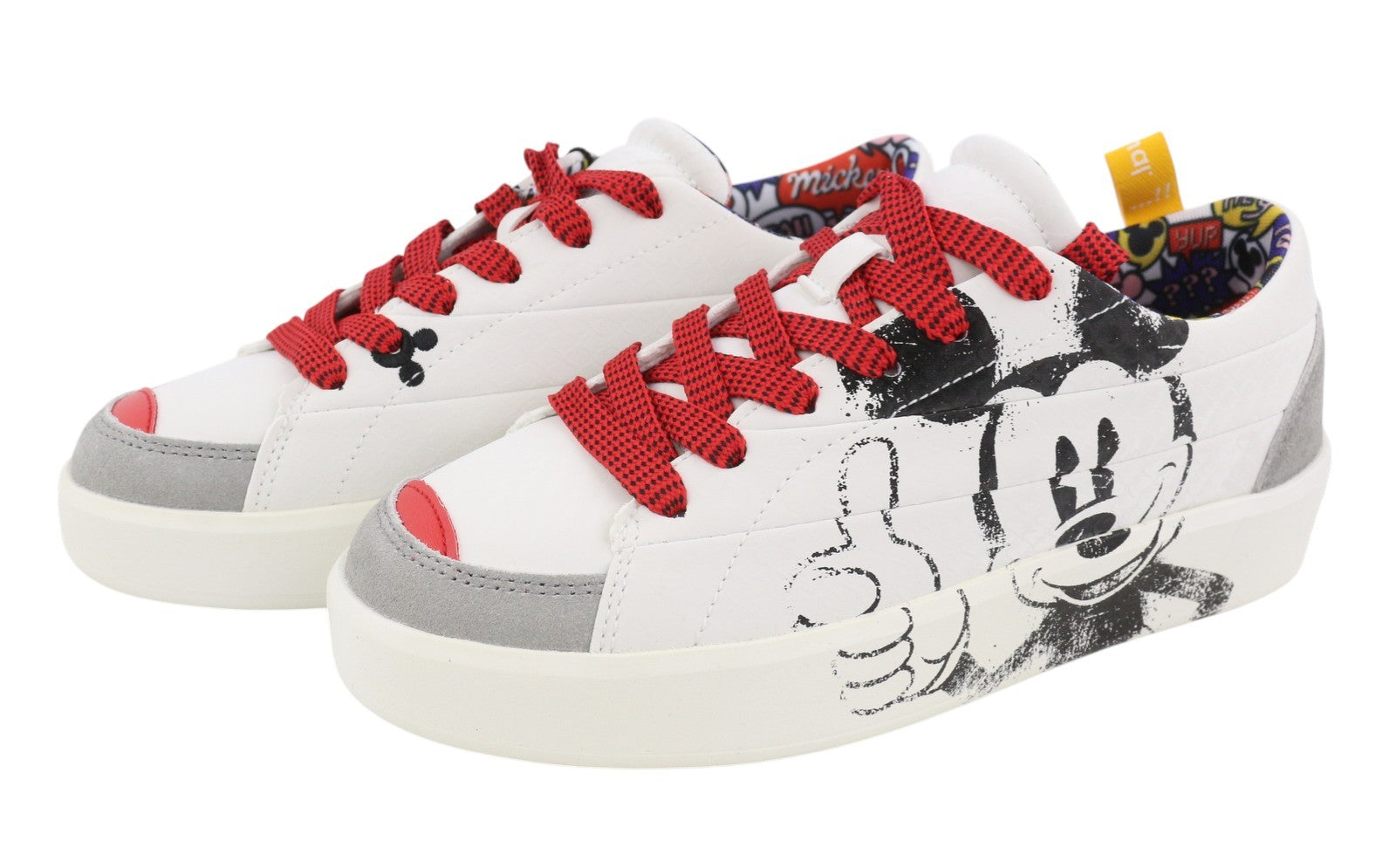 DESIGUAL x Disney Fancy Mickey Women Sneakers EU37 White Leather Laced Low Top