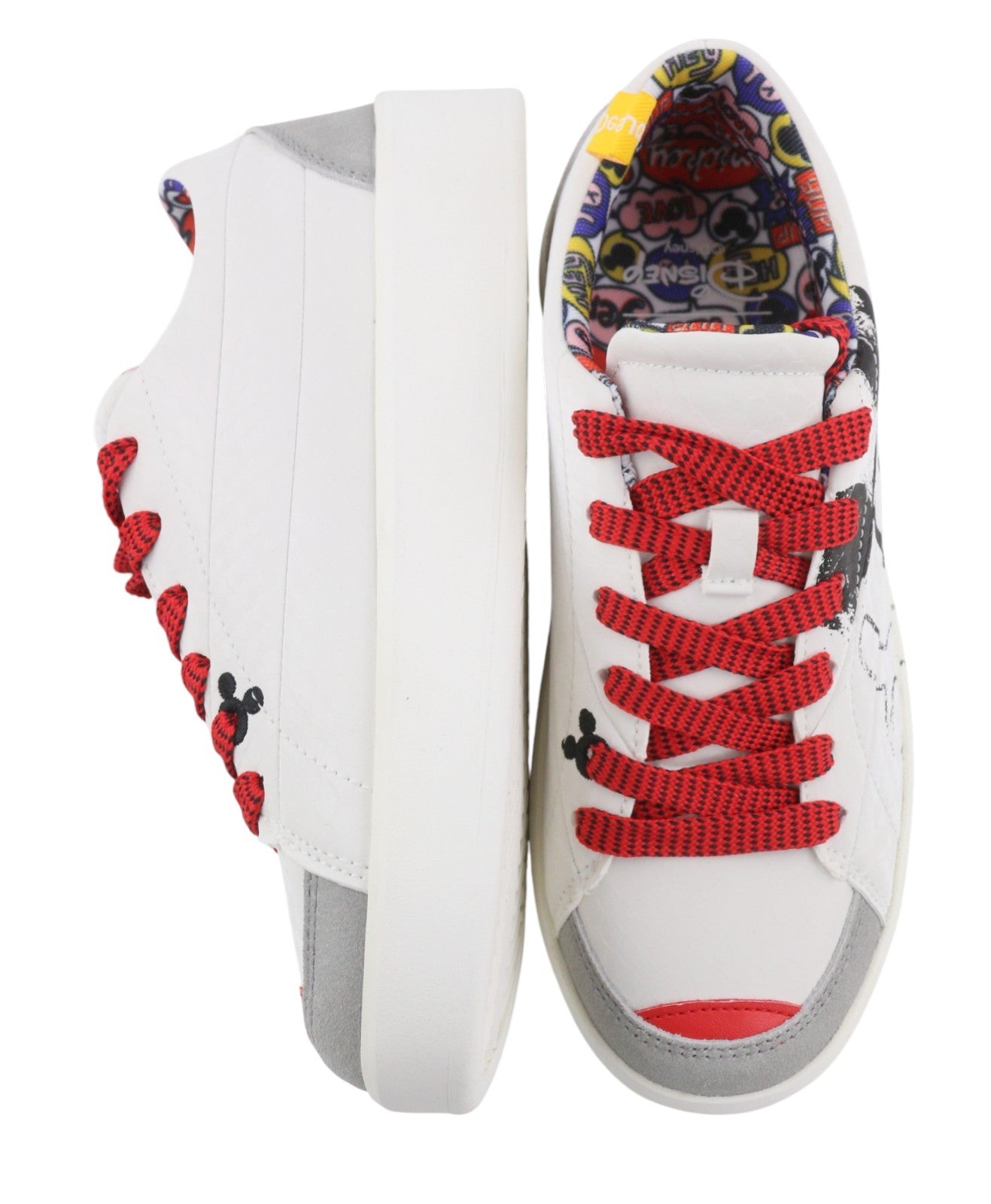 DESIGUAL x Disney Fancy Mickey Women Sneakers EU37 White Leather Laced Low Top