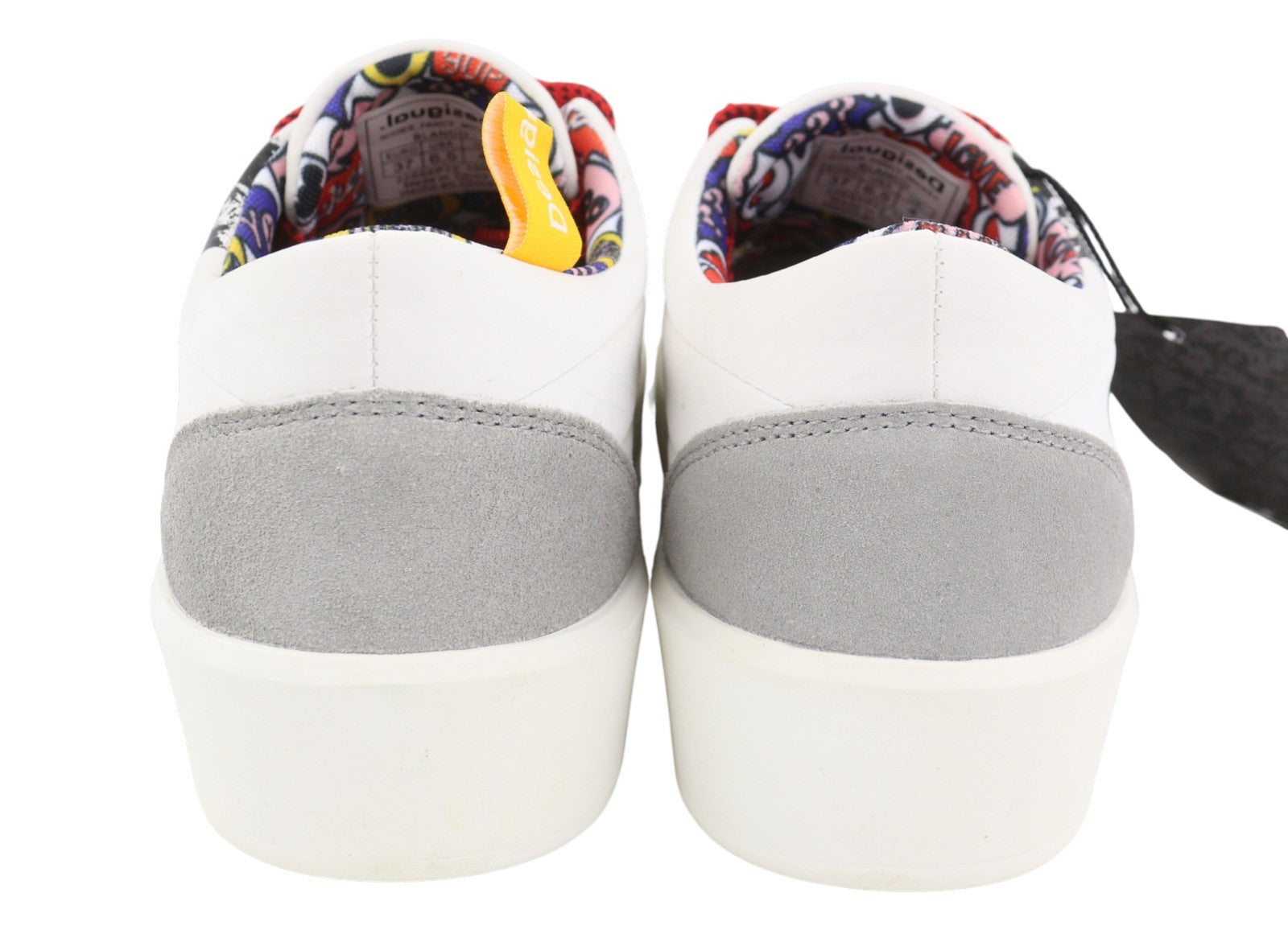 DESIGUAL x Disney Fancy Mickey Women Sneakers EU37 White Leather Laced Low Top
