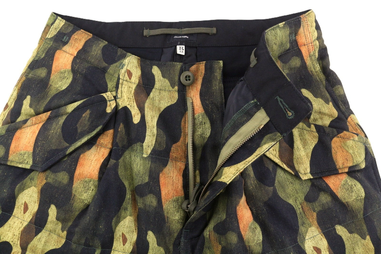 R13 Padded Military Women Trousers 28 Wool Silk FW25