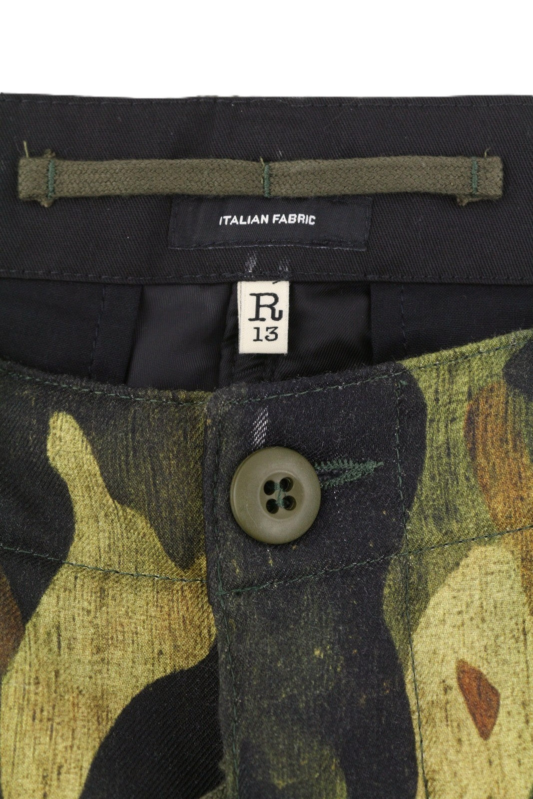 R13 Padded Military Women Trousers 28 Wool Silk FW25