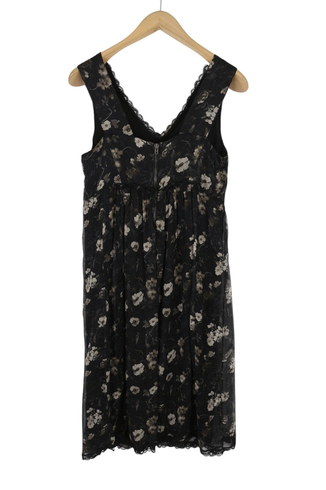 R13 Sleeveless V-Neck Midi Women Dress M Black Silk PF25 RRP1075