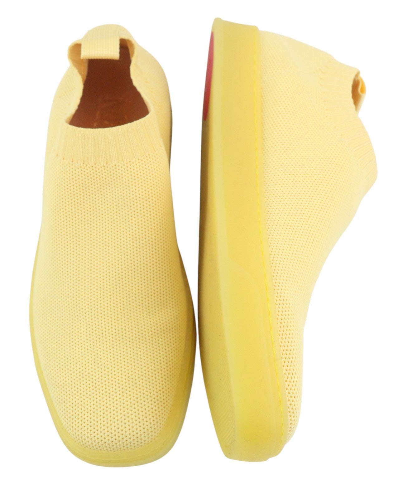 MAX&CO. Women Sneakers EU37 Yellow Textured Slip On Comfortable Sole Square