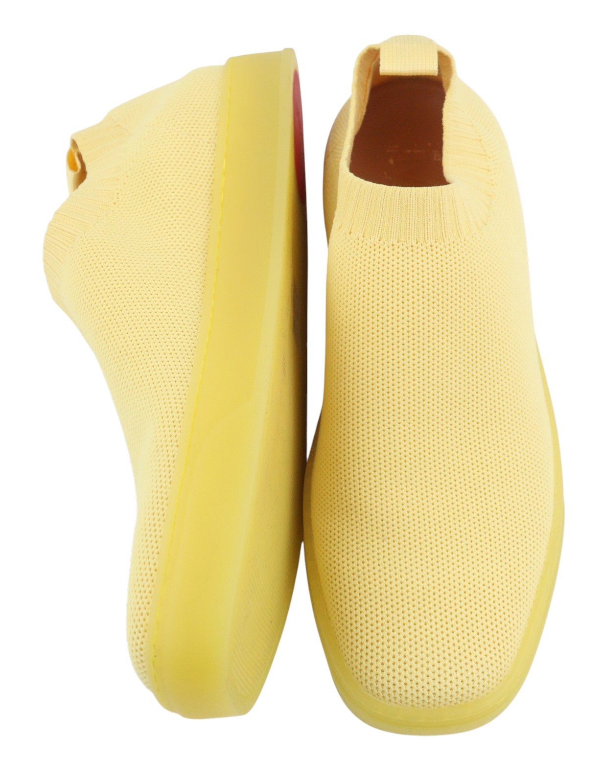 MAX&CO. Women Sneakers EU37 Yellow Textured Slip On Comfortable Sole Square