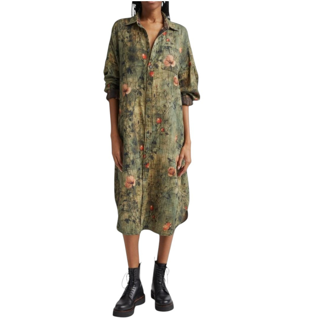 R13 Reversible Jumbo Shirtdress Women Dress M/L PF25 RRP899