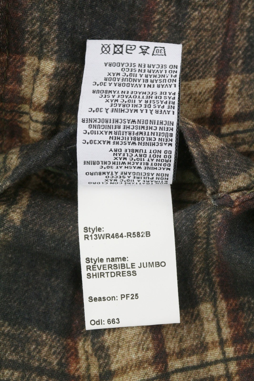 R13 Reversible Jumbo Shirtdress Women Dress M/L PF25 RRP899