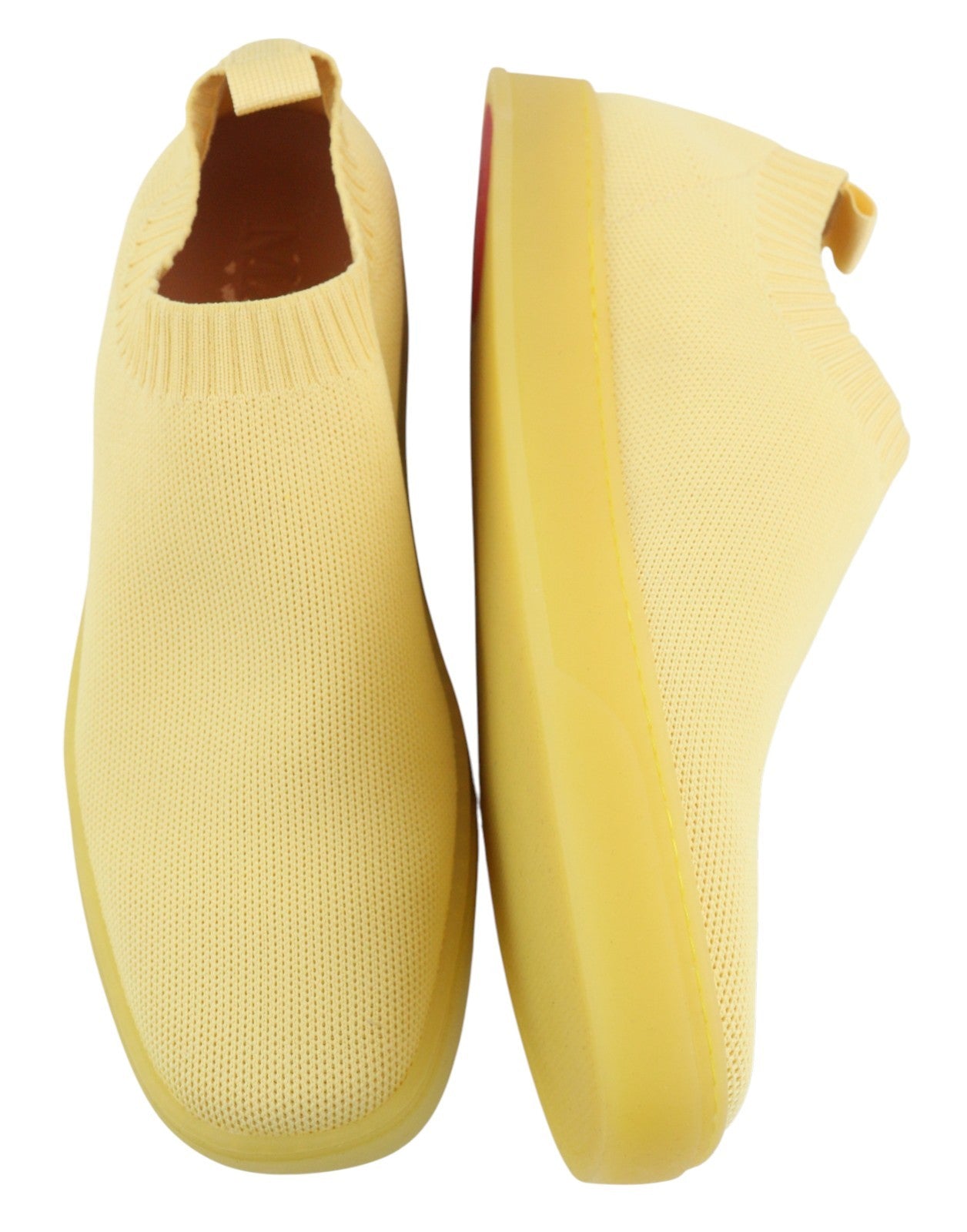 MAX&CO. Women Sneakers EU41 Yellow Textured Slip On Comfortable Sole Square