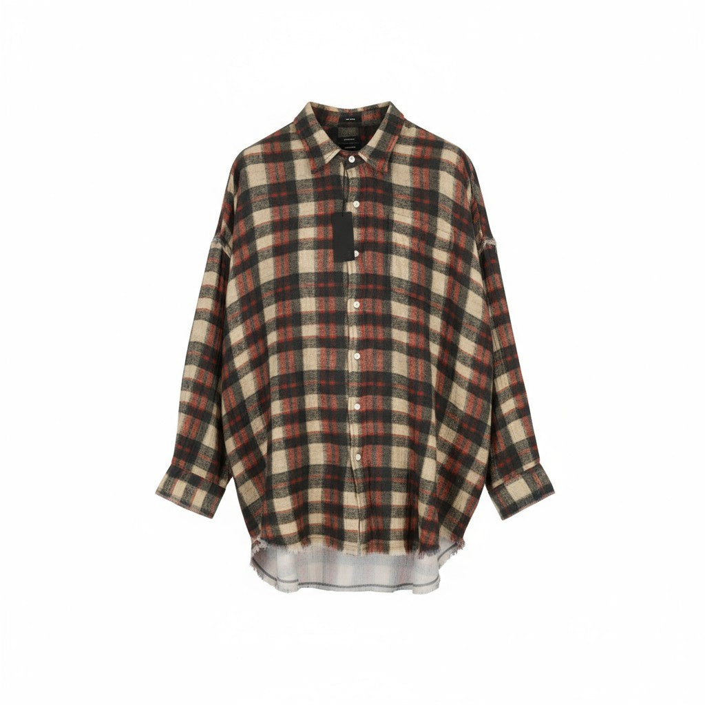 Button-Up mit ausgefranster Naht und tiefem Ausschnitt